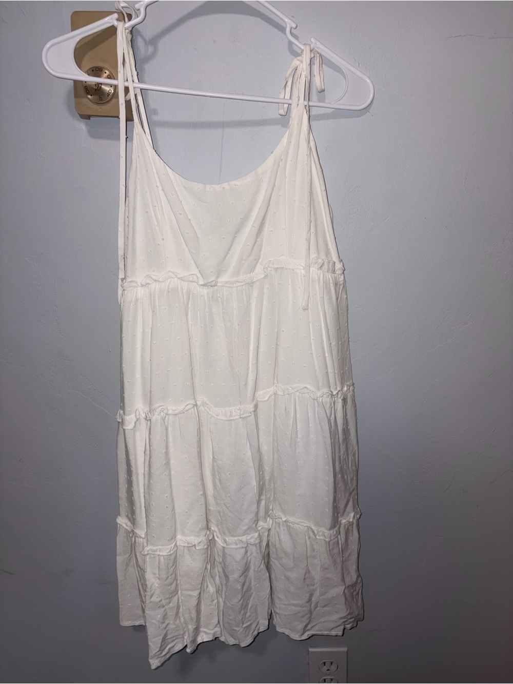 SHEIN White Tie-Shoulder Tiered Mini Sundress